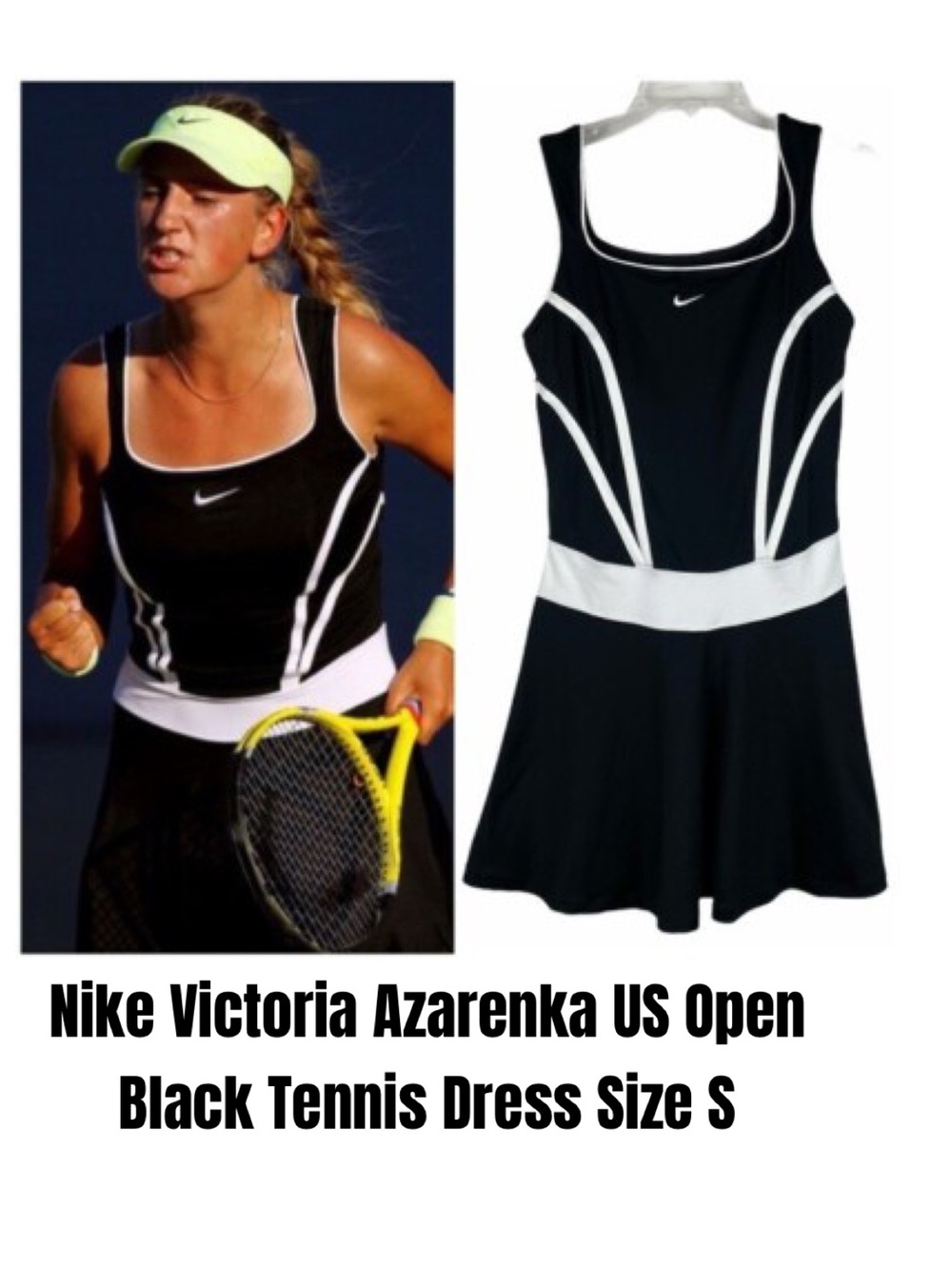 Nike Victoria Azarenka US Open Black Tennis Dress Size S